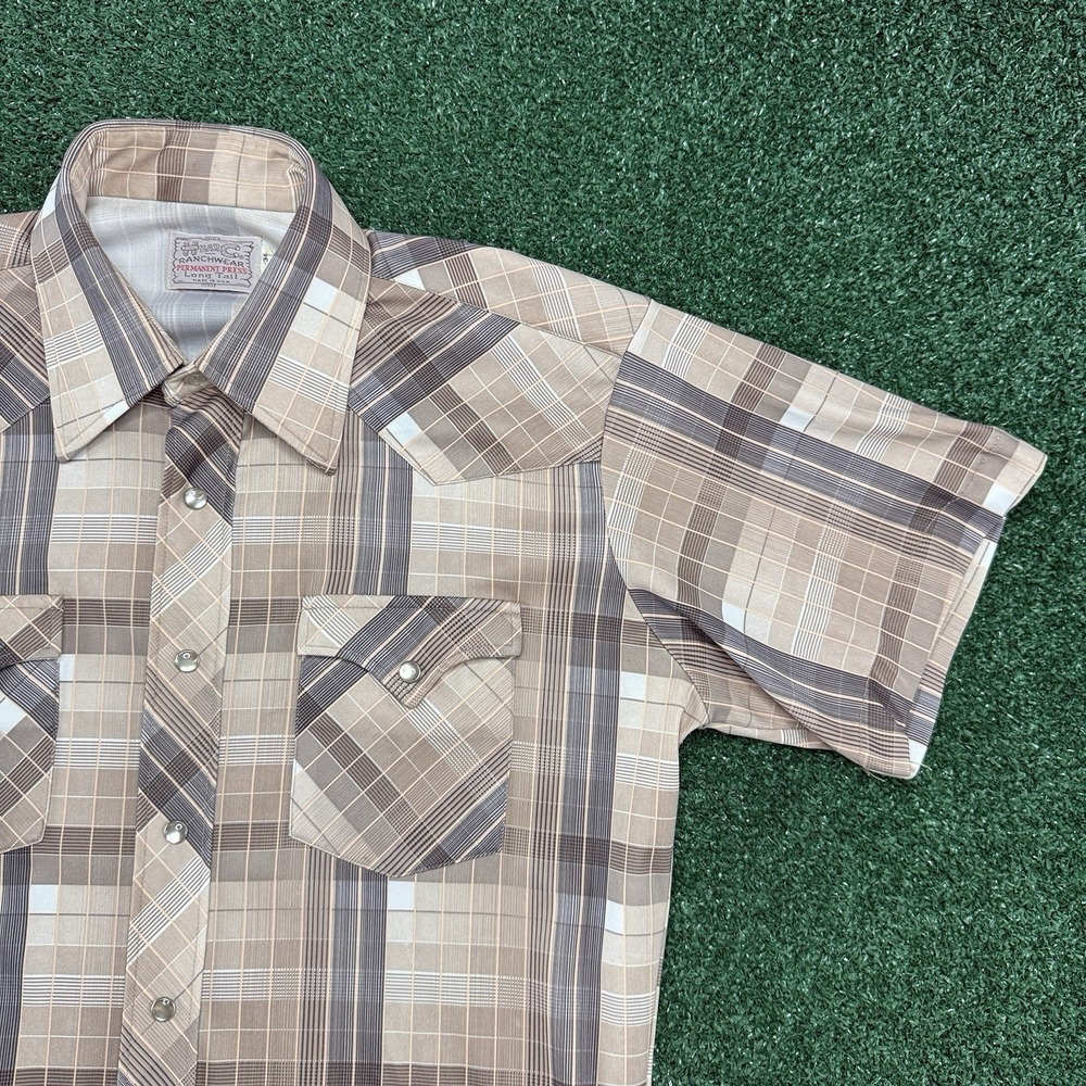 Vintage 70s Ranchwear Permanent Press Shirt Men's Peal Snap Western Size 16-34 L